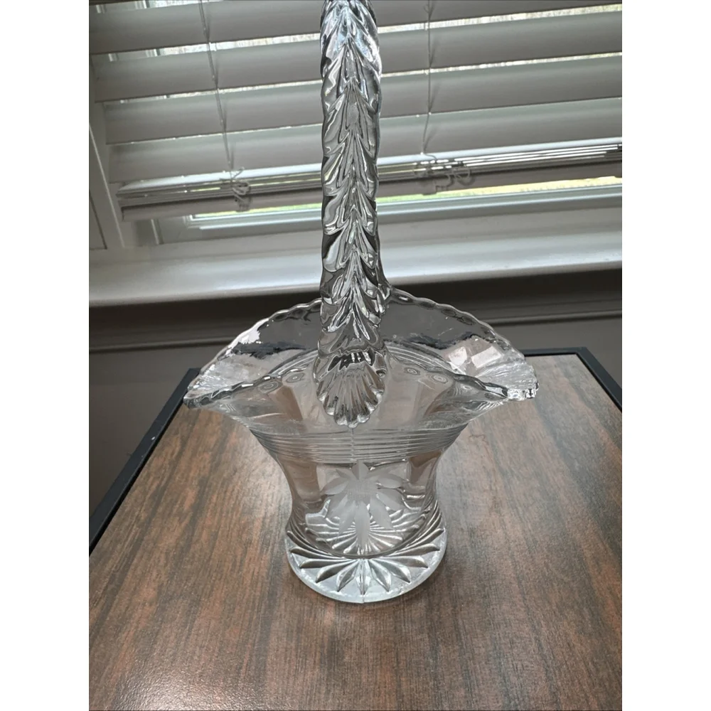 Vintage Fostoria Clear Crystal Glass Basket Large